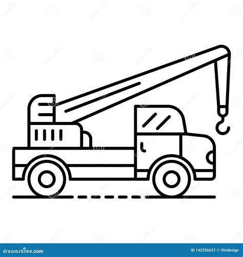 Truck Crane Icon, Outline Style Stock Vector - Illustration of delivery ...