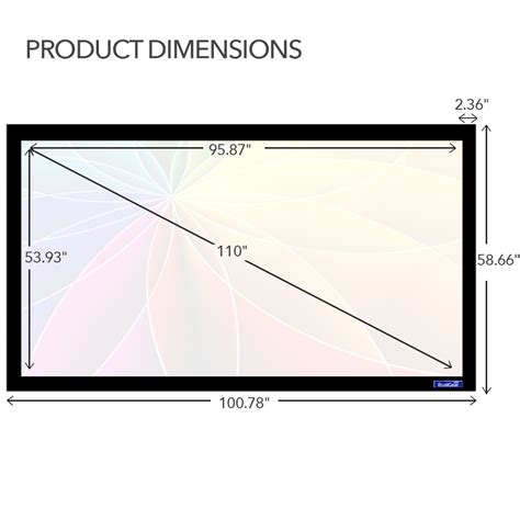 QualGear® QG-PS-FF6-169-110-W 16:9 Fixed Frame Projector Screen, 110 ...