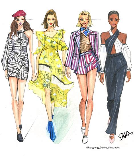 Rongrong DeVoe fashion sketches-Self Portrait SS18 New York Fashion Week.JPG #fashionsketches ...