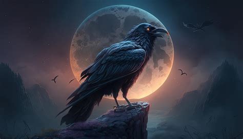 Premium Photo | Beautiful black crow illustration halloween theme image ...