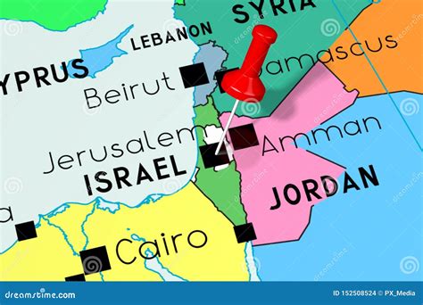 Israel, Jerusalem - Capital City, Pinned on Political Map Stock ...