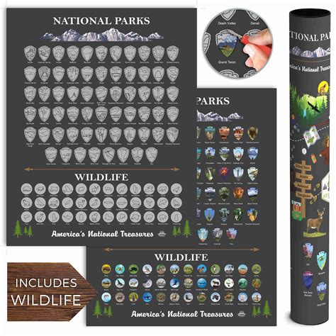 National Parks Scratch Off Map 16×20 Charcoal Grey