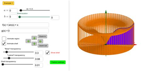 Volume of a solid of revolution (shell method) – GeoGebra