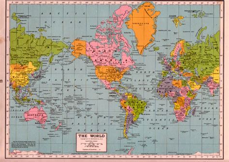 1940s WORLD MAP post WW2 map of the World by theStoryOfVintage