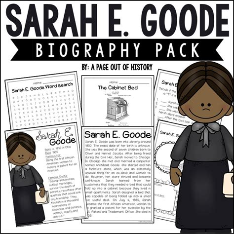 Sarah E. Goode Biography Pack (Black History Month) by A Page Out of History