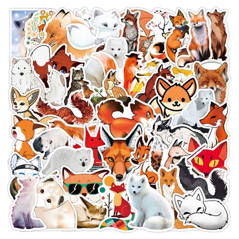 Buy Fox Stickers| 50 PCS | Vinyl Waterproof Stickers for Laptop,Skateboard,Water Bottles ...