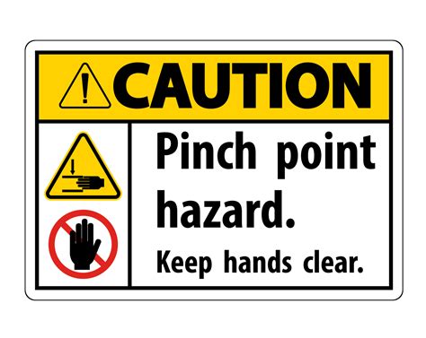 Caution Pinch Point Hazard,Keep Hands Clear Symbol Sign Isolate on White Background,Vector ...