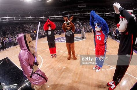 Sacramento Kings mascot Slamson performs with Benny the Bull, The ...