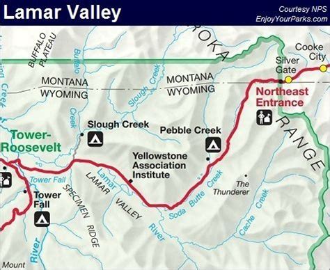 Map of Lamar Valley, Yellowstone National Park