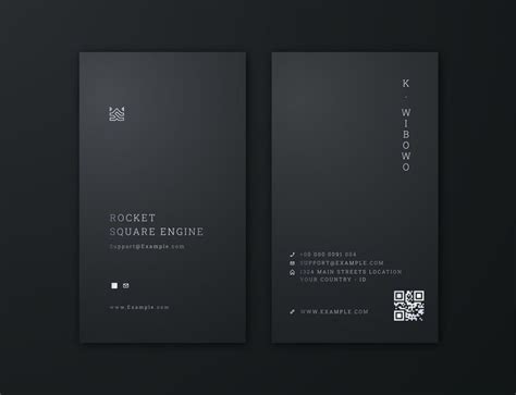 Simple Dark Metallic Vertical Business Card Template