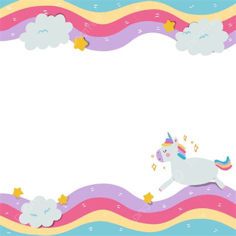 Border Magical Unicorn With Transparent Background, Border, Unicorn, Border Photo PNG ...