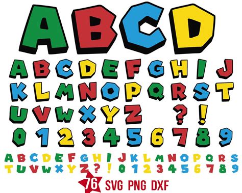 Super Mario font svg, Mario bros Alphabet png | BOXMEDIART Svg Cut Files and Designs