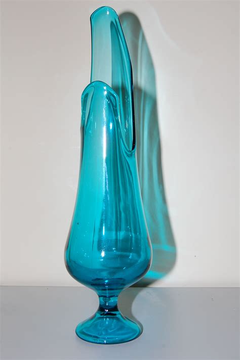 Blue swung glass footed vase. L.E. Smith Fayette Glass My Moon And ...