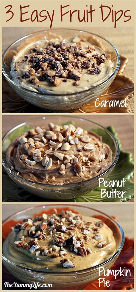 3 Easy Dip Recipes--Pumpkin Pie, Caramel, & Peanut Butter