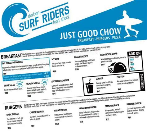 Surf Riders Food Shack Menu, Menu for Surf Riders Food Shack, North ...