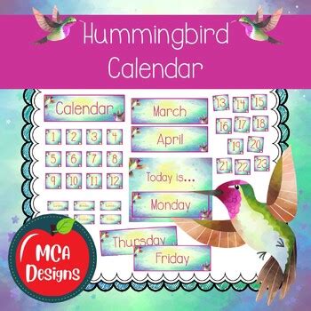 Hummingbird Calendar by MCA Designs | TPT