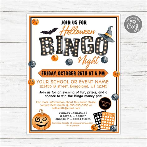 Bingo Night Flyer, Bingo Fundraiser Flyer, Bingo Invitation, School ...