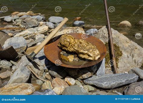 Gold Nugget Mining from the River Stock Image - Image of river ...