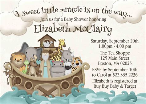 Noah's Ark Baby Shower invitation, Personalized, 1st Birthday, Custom ...