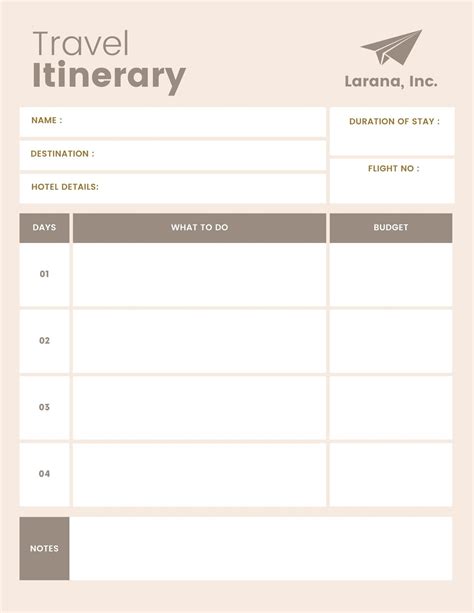 Sample Pastel Travel Itinerary Template Travel Itinerary Template For ...