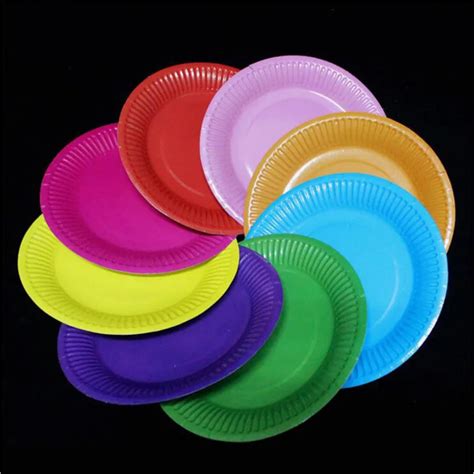 10 pcs/lot Multi candy color festival disposable plate for parties 7 ...