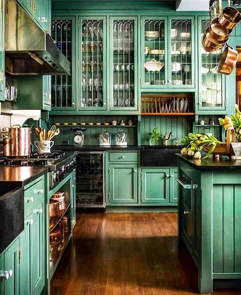 25 Unusual Kitchens That Will Inspire Your Next Makeover | Green kitchen cabinets, Kitchen ...