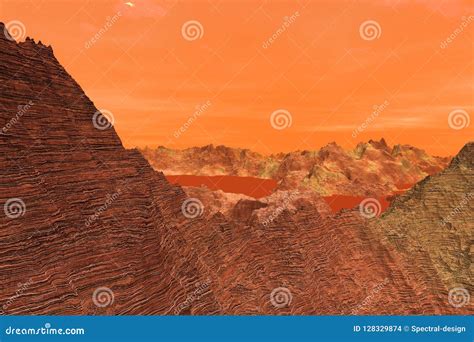 3D Illustration of the Surface of Planet Mars Stock Illustration ...