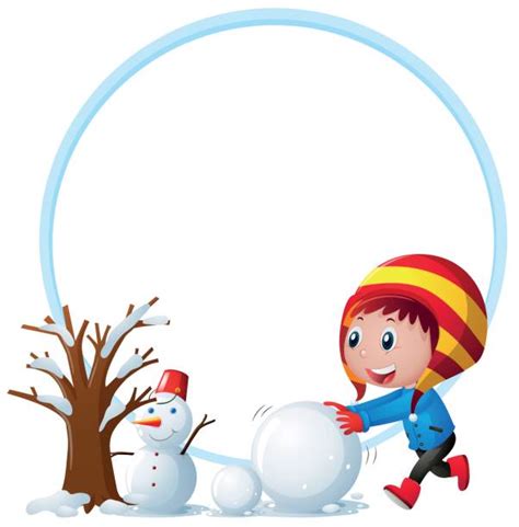 Best Clip Art Of A Snowman Border Illustrations, Royalty-Free Vector ...