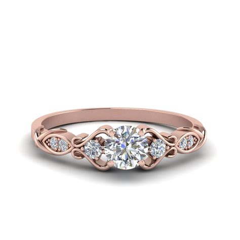 Victorian Style Diamond Engagement Ring In 14K Rose Gold | Fascinating Diamonds