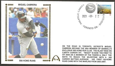 Miguel Cabrera Un-Signed 500 Home Runs Gateway Stamp Envelope ...