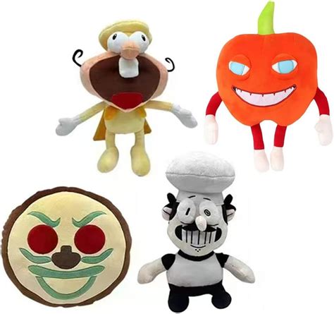 (Set of 4) Pizza Tower Peppino Plush dolls, gifts for game fans, soft ...