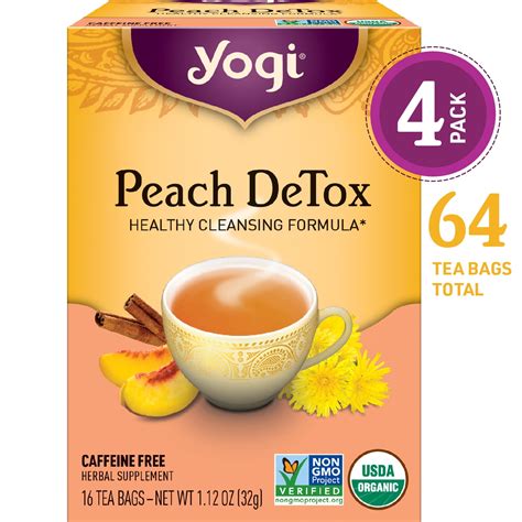 Yogi Tea, Herbal Tea Bags, Peach DeTox Tea, Supports Healthy Cleansing ...