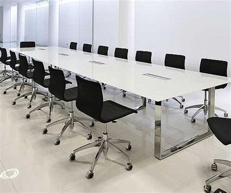 Boardroom table - white with a glass top (Elite Glass Table, Glass Conference Table) Office ...