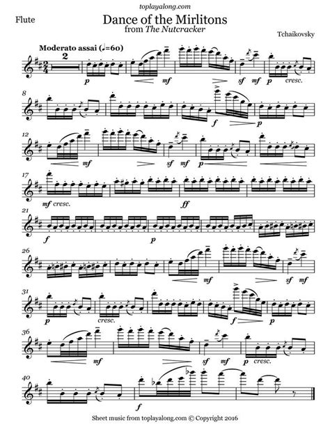 Dance of the Mirlitons from The Nutcracker by Tchaikovsky. Free sheet ...