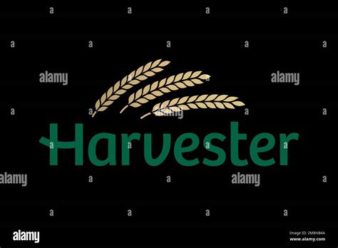 Harvester restaurant, Logo, Black background Stock Photo - Alamy