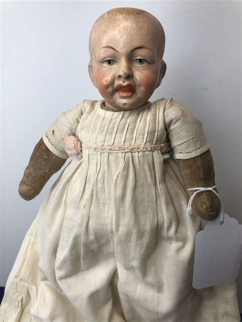 11” Antique Vintage Low Fire Bisque Head Doll Kaiser Looking Baby Velvet Body #W | eBay