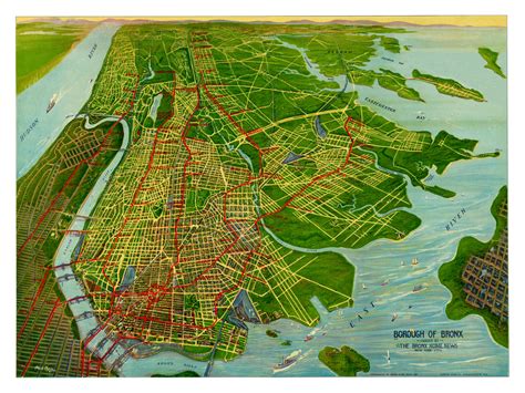 Beautifully restored map of the Bronx, NYC from 1921 - KNOWOL