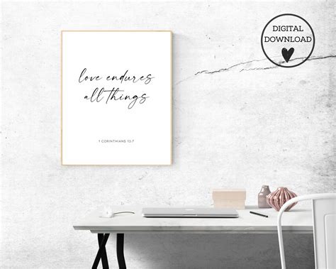 Love Endures All Things Bible Verse Wall Art 1 Corinthians - Etsy