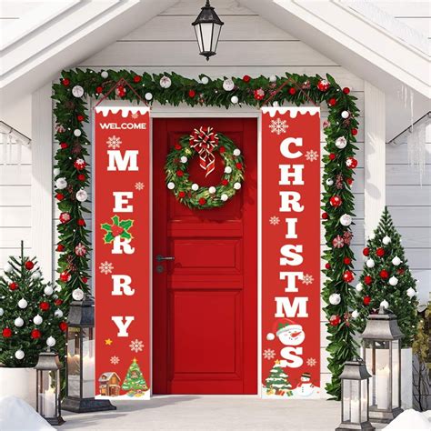 Indoor Outdoor Door Hanging Sign Display Decorations Welcome Merry ...