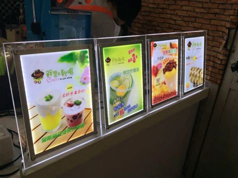 Acrylic Frameless A4 Stand Restaurant LED Menu Boards Edge lit Light box-in Advertising Lights ...