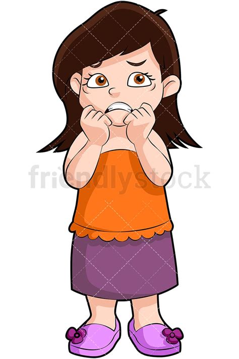 Nervous Little Girl Cartoon Vector Clipart - FriendlyStock