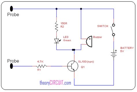 Simple continuity tester circuit diagram