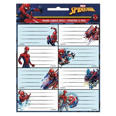 Set of 16 Spiderman labels