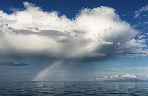 Premium Photo | Aerial view of rainbow over the sea aerial view of rainbow above the sea and island