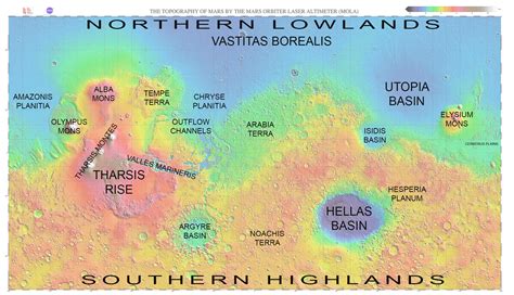 Map of Mars with major regions labeled | The Planetary Society