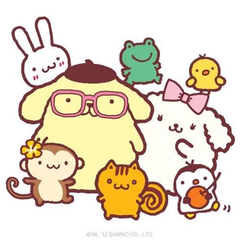 Pom Pom Purin wearing glasses with Macaroon and friends | pompompurin ...