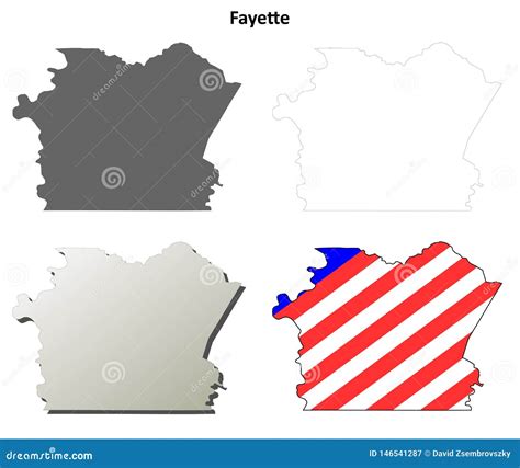 Fayette County, Pennsylvania Outline Map Set Stock Vector ...