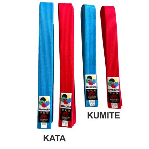 WKF Approved Shureido Blue Or Red Belt For Kata - Hajime Karate