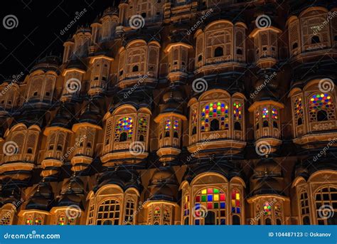 Scenic Night View To Hawa Mahal in Jaipur, India Stock Image - Image of mughals, historical ...