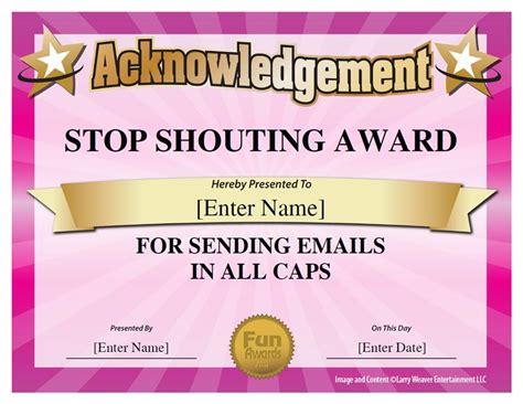 Funny Office Awards - Top 10 List | Funny office awards, Funny certificates, Funny awards